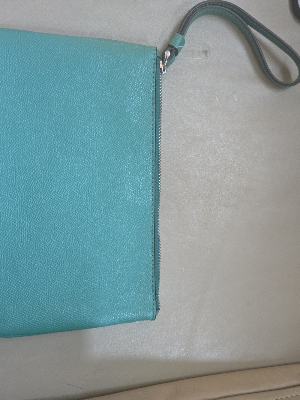 Coach Teal Leather Wristlet Clutch with Strap - Picture 2 of 3